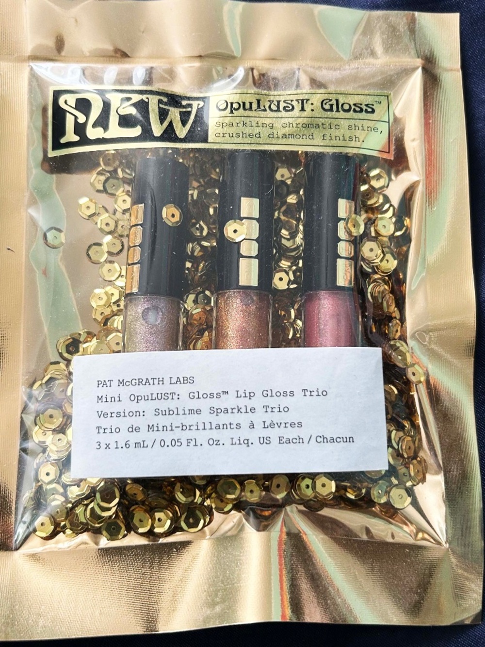 PAT McGRATH LIP GLOSS (3), MINI OPULUST SUBLIME SPARKLE TRIO, LIMITED EDITION,